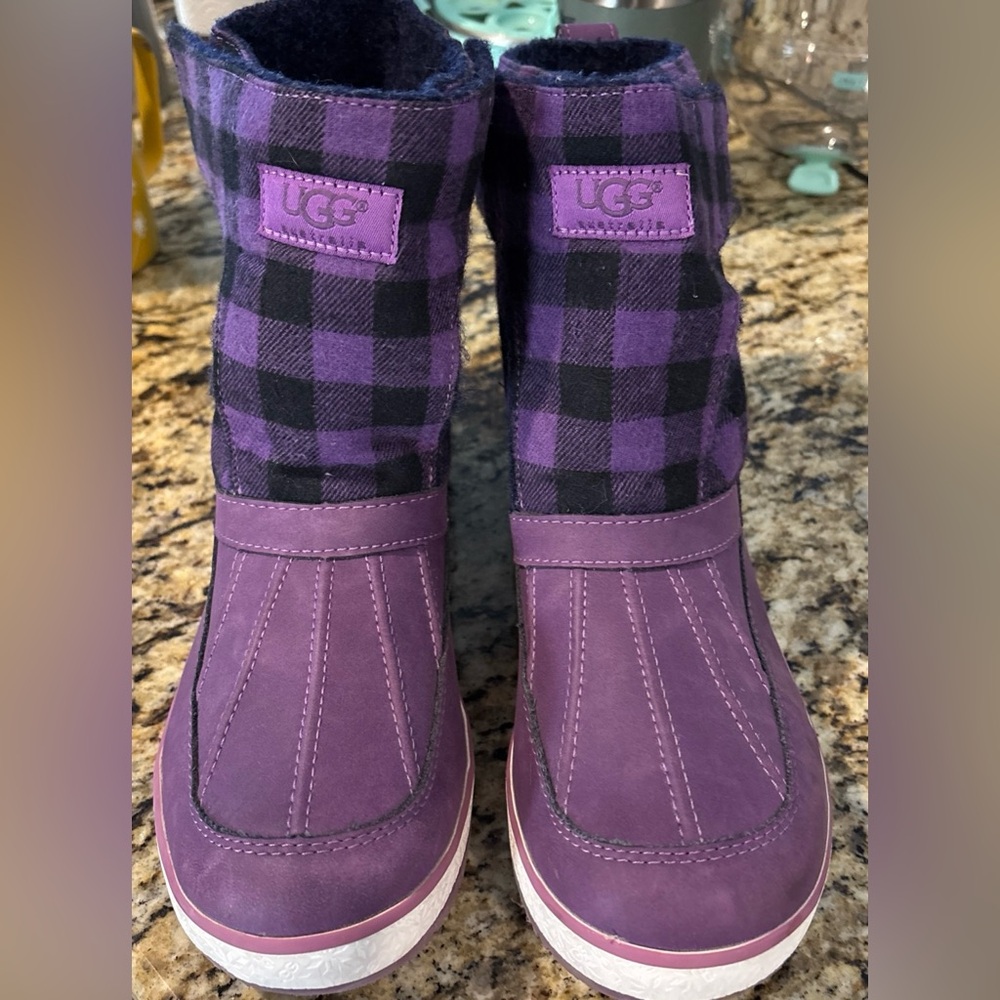 UGG Purple and Black Checkered Boots waterproof